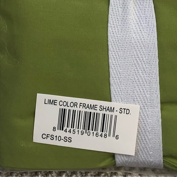 Serena & Lily Pair of Lime Green and White Frame Shams Standard Size New - Picture 6 of 8